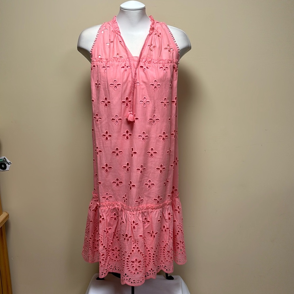 Southern Tide coral pink eyelet dress size small NWT